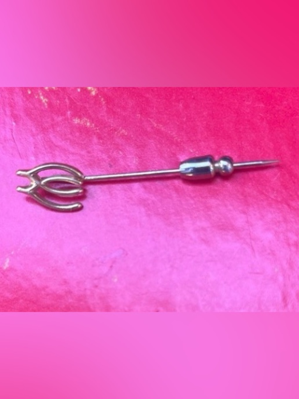 Vintage Gold Double Wishbone Stick Pin Brooch